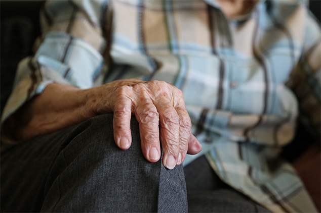 close up of old man's hand